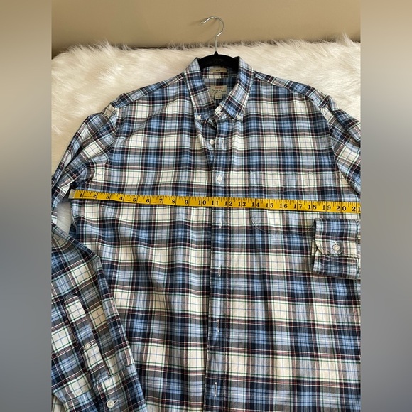 J crew all cotton oxford Men's Blue Plaid Shirt - Picture 9 of 12